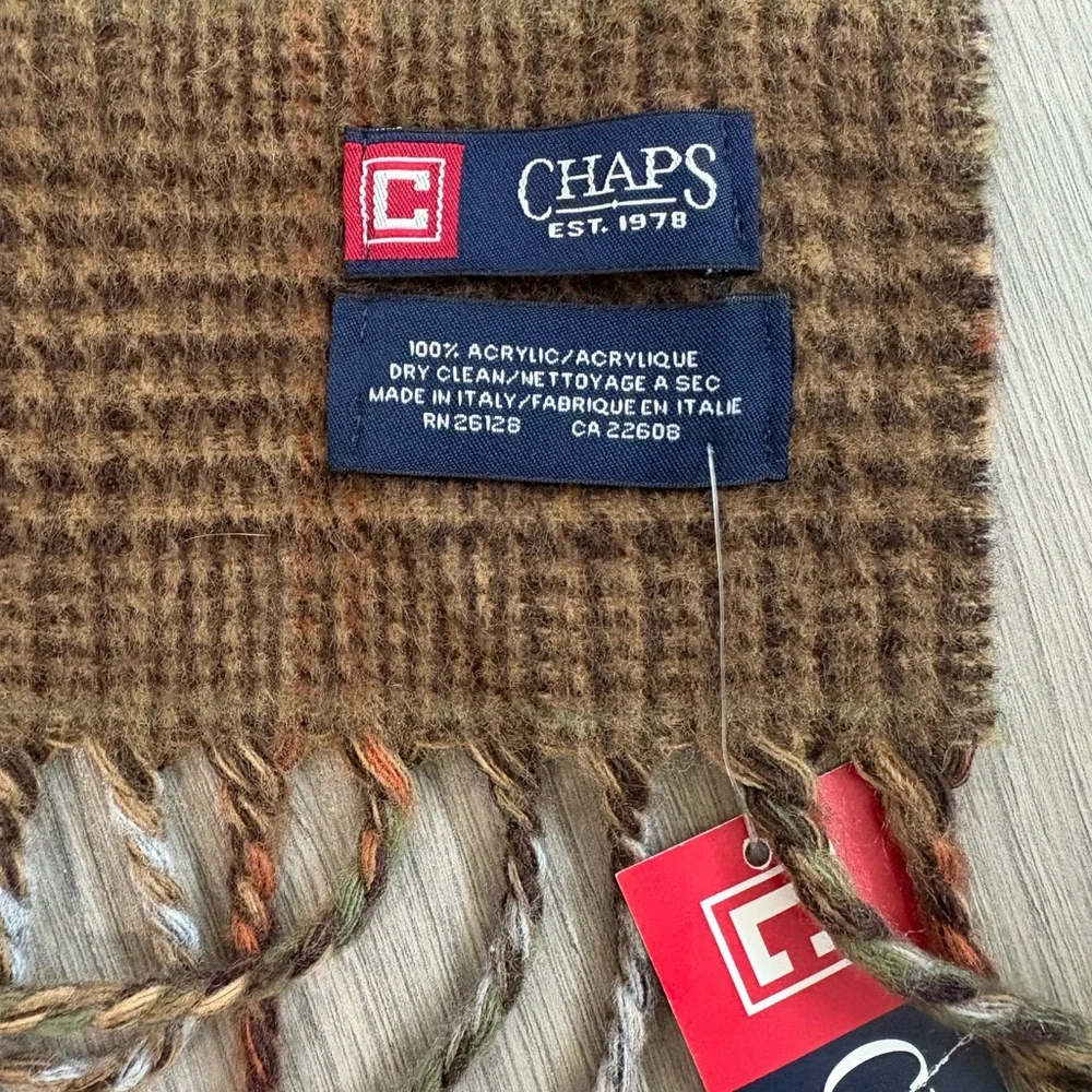 NWT Chaps Plaid Winter Scarf Fringe Unixsex Soft Warm‎